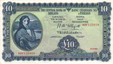 central bank of ireland banknotes 1960