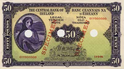 central bank of ireland banknotes 1954-1955