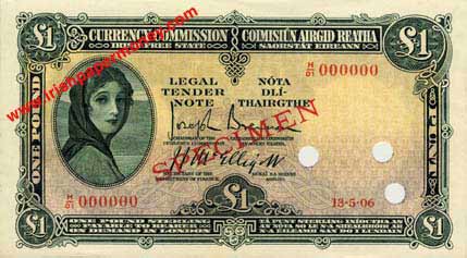 Currency Commission 1928 One Pound Specimen