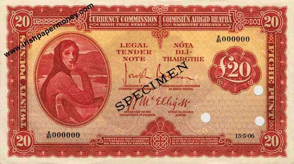 Currency Commission Irish Free State Twenty Pounds