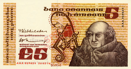 Central Bank of Ireland 5 Pounds 1976. AAA replacement note