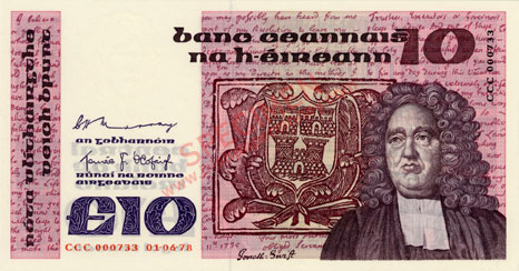 Central Bank of Ireland 10 Pounds 1978 CCC replacement note