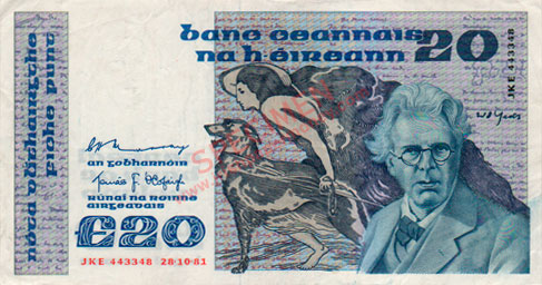 Central Bank of Ireland 20 Pounds 1981 C. H. Murray. Tomás F. Ó Cofaigh