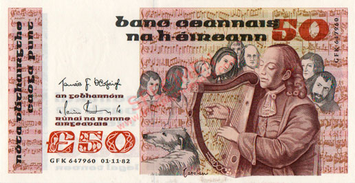 Central Bank of Ireland 50 Pounds 1982
