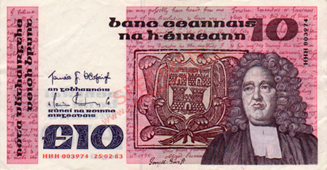 Central Bank of Ireland 10 Pounds 1983. HHH replacement note