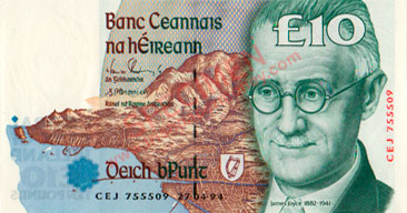 Central Bank of Ireland 10 Pounds 1994. Doyle, Cromien signature