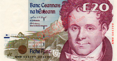 Central Bank of Ireland 20 Pounds 1999. O Conaill, Mullarkey