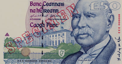 Central Bank of Ireland 50 Pounds Specimen 1995 Hyde