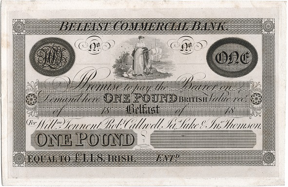 Belfast Commercial Bank 1 Pound Unissued ca. 1825-1827.jpg