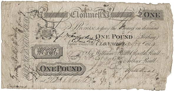 William Riall & Co. Clonmel 1 Pound 30th Nov.  1819.jpg