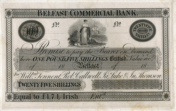 Belfast Commercial Bank William Tennant & Co. 25 Shillings ca.1825-1827.jpg
