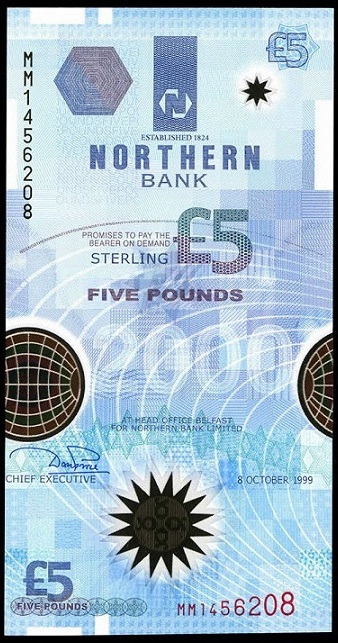 Northern Bank 5 Pounds 8th October 1999 Price.jpg