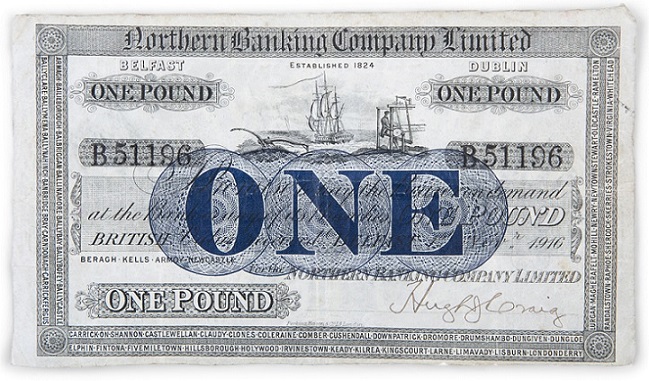 Northern Bank 1 Pound 1st Nov. 1916 Hugh Craig.jpg