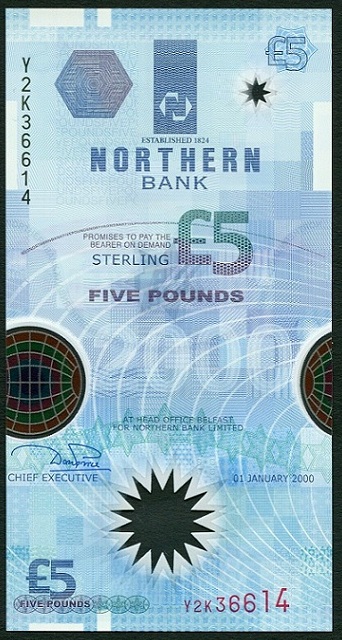 Northern Bank 5 Pounds Polymer Note 1st January 2000 Price.jpg