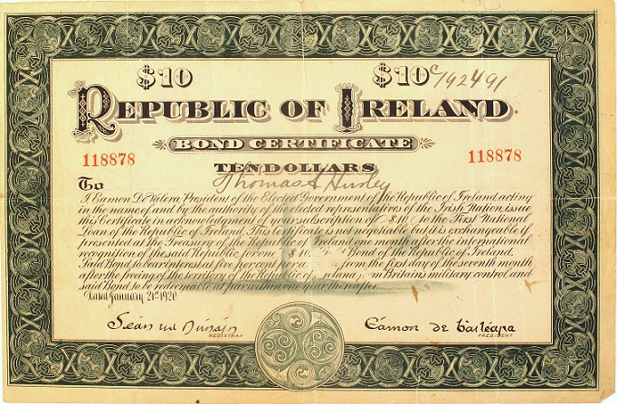 Republic of Ireland Bond Certificate 1st External Loan 21st Jan. 1920.jpg