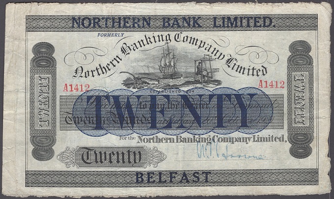 Northern Bank 20 Pounds 20th Oct 1921 A.V. Browne.jpg