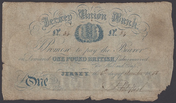 Jersey Union Bank 1 Pound 6th Nov. 1858.jpg