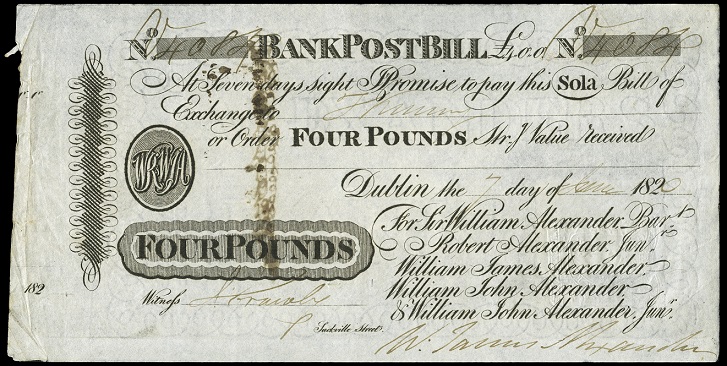 Willian Alexander & Co. 4 Pounds Post Bill 7th June 1820.jpg