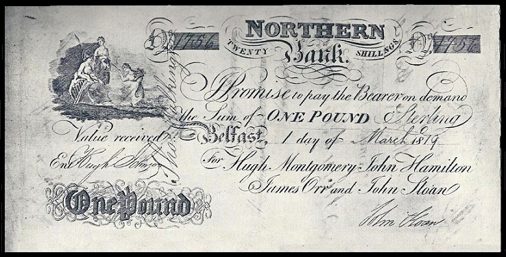 Northern Bank Hugh Montgomory & Co. 1 Pound 1st March 1819.jpg