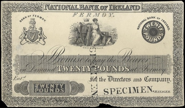 National Bank of Ireland 20 Pounds Specimen ca. 1835-1856 Fermoy.jpg