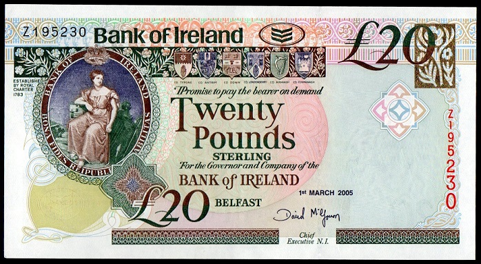Bank of Ireland 20 Pounds Replacement1st March 2005 McGowan.jpg