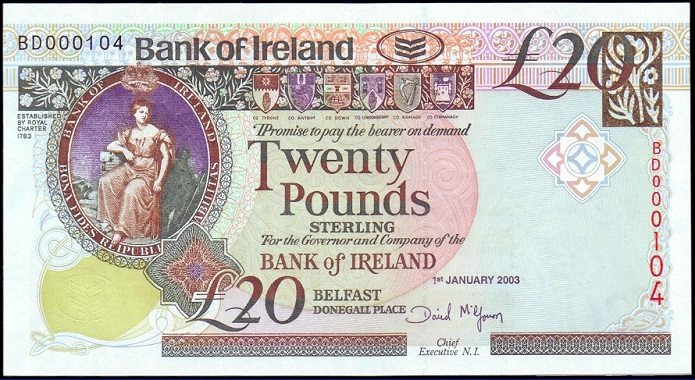 Bank of Ireland 20 Pounds 1st Jan 2003 McGowan.jpg