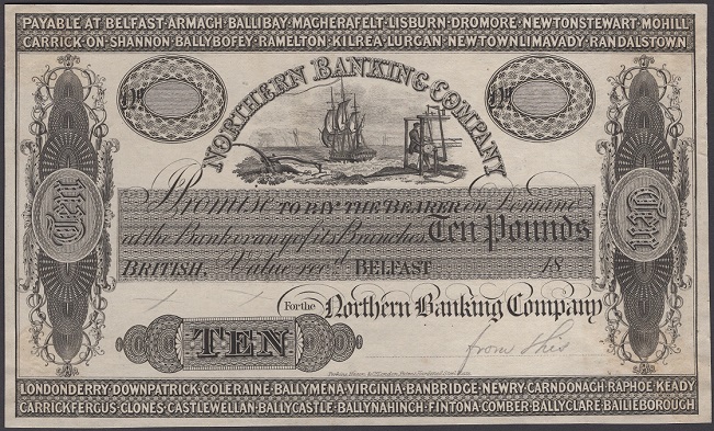 Northern Banking Company Variant d 10 Pounds Proof ca.1868 34 Branches.JPG