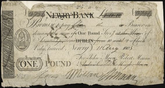 Newry Bank John Moore & Co.  1 Pound 11th Aug 1805.jpg