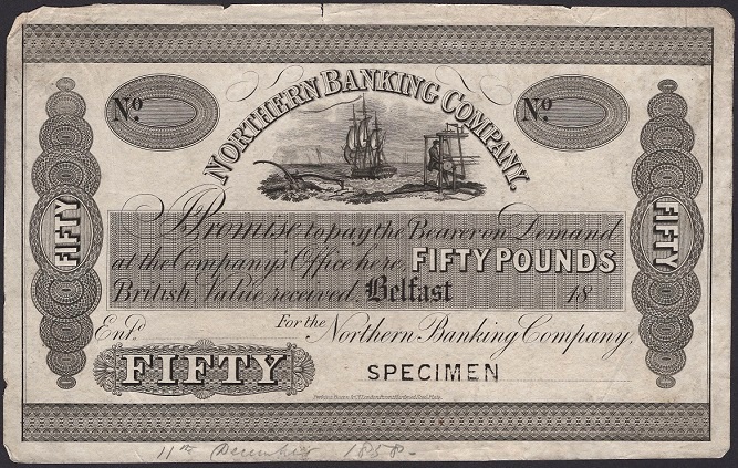 Northern Banking Company 50 Pounds Specimen Belfast ca. 1858.jpg