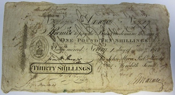 Moore's Bank Newry 30 Shillings 1st Jan. 1815.JPG