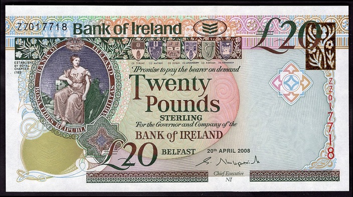 Bank of Ireland 20 Pounds Replacement 20th April 2008 Kirkpatrick.jpg