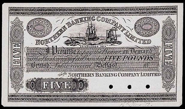 Northern Banking Company Limited 5 Pounds Proof ca.1883 46 Branches.jpg