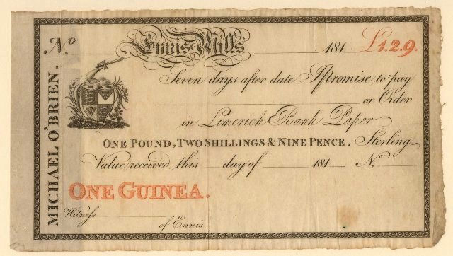 Ennis Mills Michael O'Brien 1 Guinea Unissued ca.1810-1819.jpg