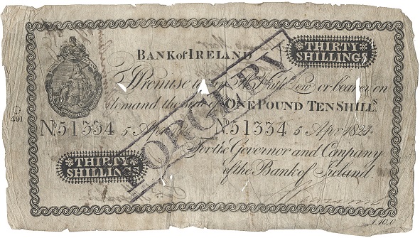 Bank of Ireland 30 Shillings Forgery 5th April 1820.jpg