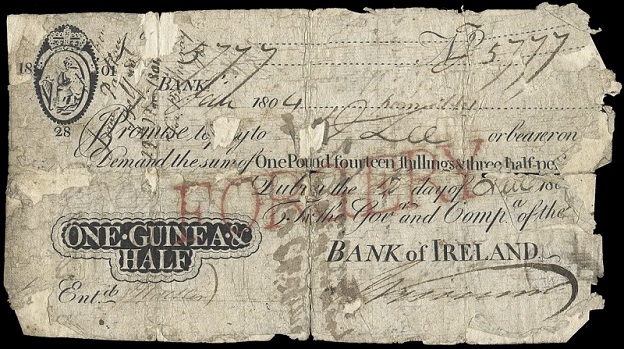 Bank of Ireland 1 & Half Guineas 18th Jan.1804 Forgery.jpg