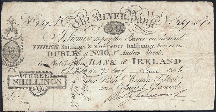 The Silver Bank Talbot & Co. 3s 9d & Halfpenny 20th June 1804.jpg