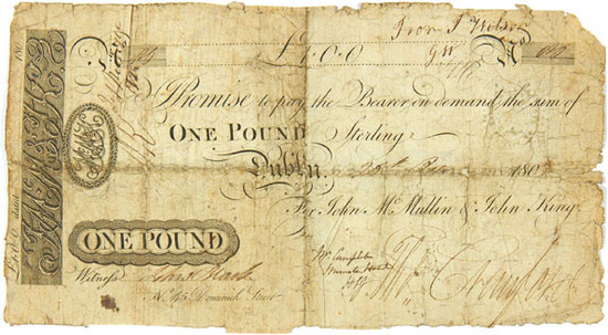John McMullin & Co.1 Pound 25th Oct 1802 Dublin.jpg