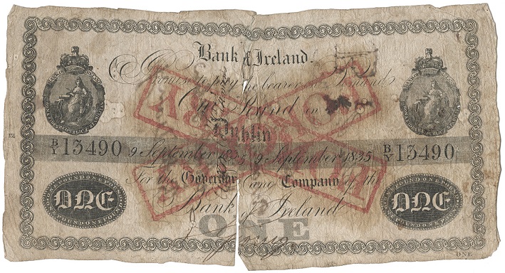 Bank of IrelandI 1 Pound Forgery 9th Sept. 1835 J.Young.jpg