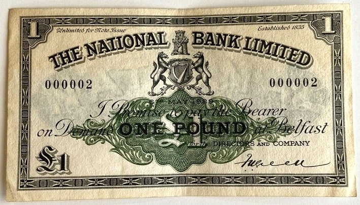 National Bank 1 Pound 6th May 1929 Green.jpg