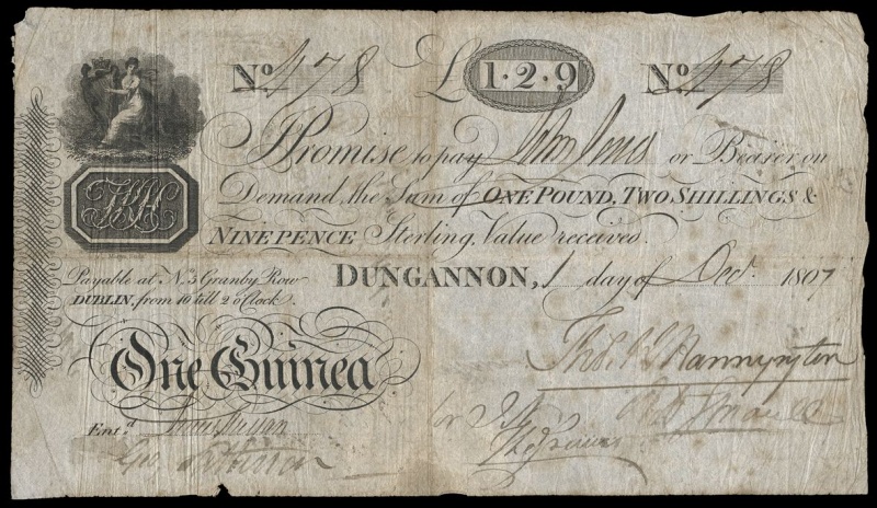 Thomas Knox Hannyngton & Co. 1 Guinea 1st Dec. 1807.jpg