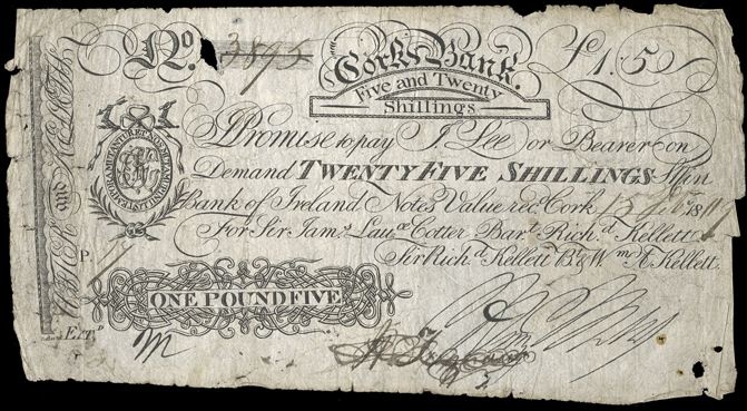 Cork Bank Cotter & Kelletts 25 Shillings 17th Feb. 1809.jpg