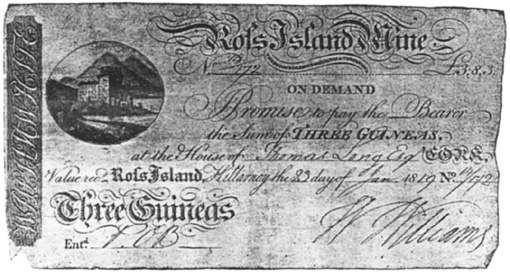Killarney Ross Island Mining Co. 3 Guineas 23rd Jan. 1819.jpg