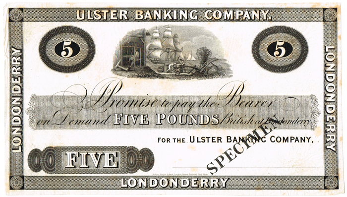 Ulster Bank 5 Pounds Proof ca.1836-1850 Londonderry.jpg