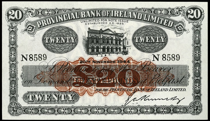 Provincial Bank 20 Pounds 20th Nov.1944 Kennedy.jpg
