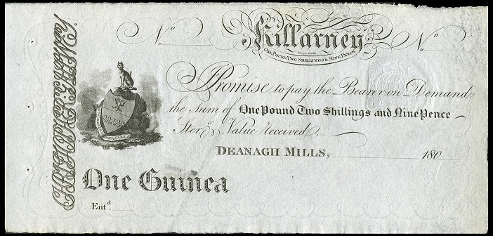 Deanagh Mills Killarney 1 Guinea ca.1804.jpg