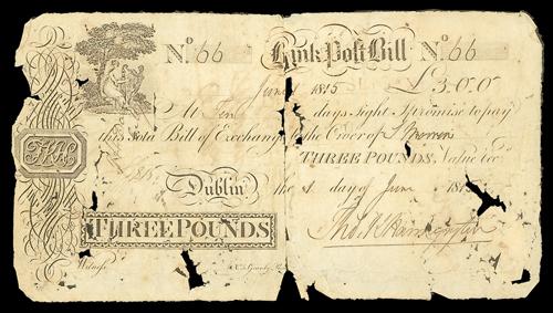 Thomas Knox Hannyington Post Bill 3 Pounds 1st June 1815.jpg