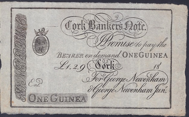George Newenham & Co. Cork 1 Guinea ca.1800 Unissued.jpg