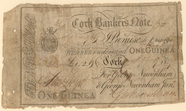 George Newenham & Co. Cork 1 Guinea 3rd Sept. 1809.jpg