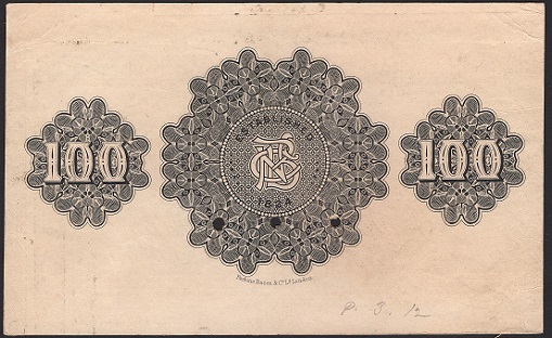 Northern Banking Company Ltd. 100 Pounds 1912 Reverse Proof.jpg