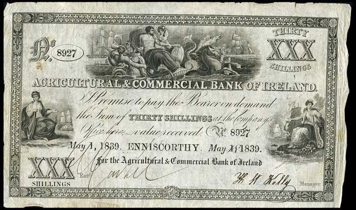 Agricultural & Commercial Bank of Ireland 30 Shillings 1st May 1839.jpg